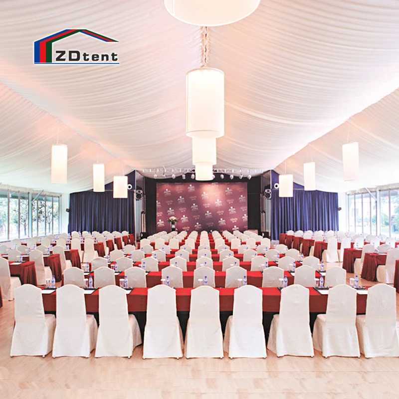 Outdoor luxury wedding event tent banquet restaurant tent with drapery lining