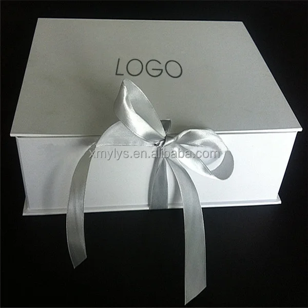 Custom Square Eco-friendly Folding Christmas Paper Large Gift Box with Ribbon and Lids