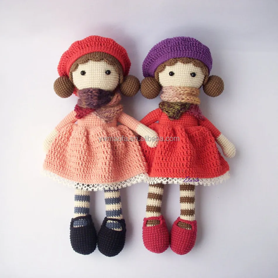 High Quality 100% Handmade Cotton Yarn Crochet Girl Dolls Toys Infant Knitted Gifts Amigurumi Toy