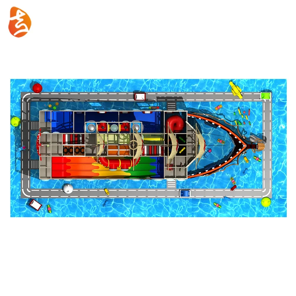 Commercial grade kids outdoor pirate ship playground equipment, pirate ship indoor playground for sale