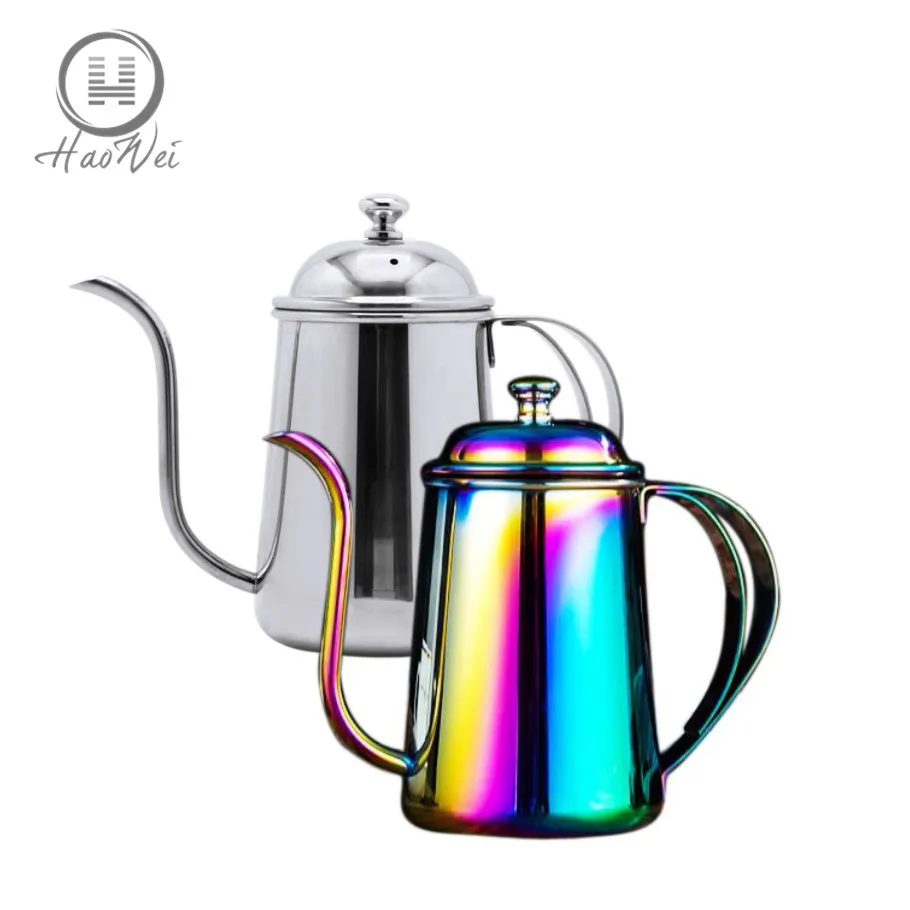 
High quality European style eco-friendly multicolor stainless steel hand pour over coffee tea kettle pot 