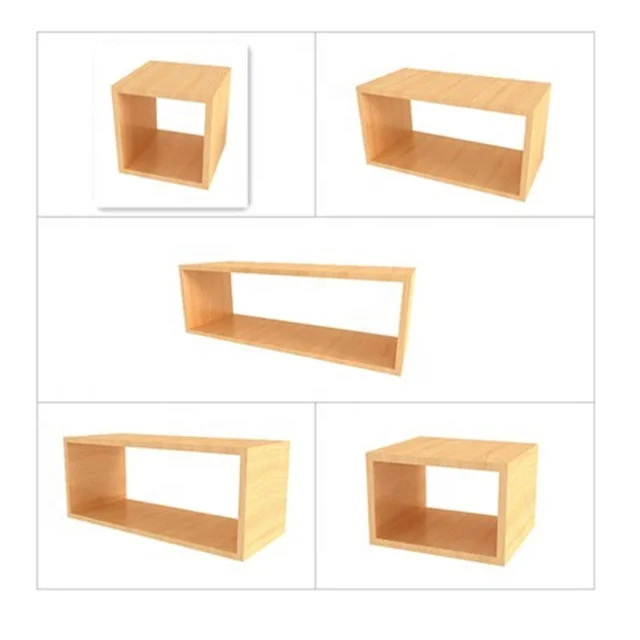 Custom DIY Wooden Cube Book Storage Shelf Double Wall Mount Kitchen Living Room Bathroom Decorative Hanging Flower Pot Holder
