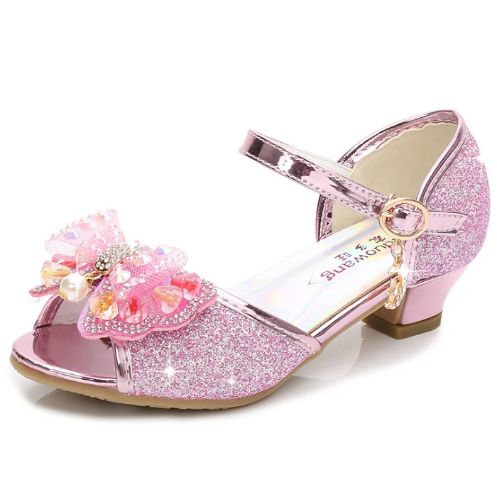 
YY10161S Fancy sequin design girls party wear high heel shoes hot girls frozen shoes 