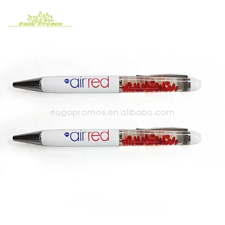 2024 Hot selling promotional customized logo liquid floating pen with 2D or 3D attachments