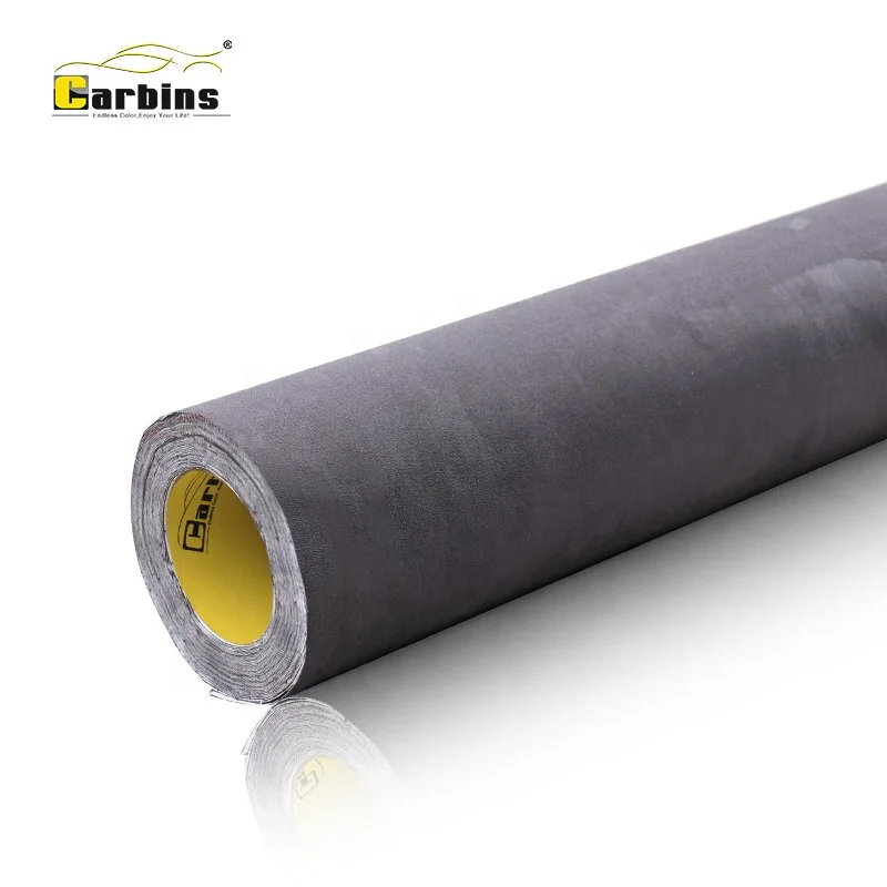Carbins Alcantara Fabric Big Pile Car Stickers Grey Color Roll Luxury Car Interior Styling Fabric Vinyl Wrap Alcantara Wrap