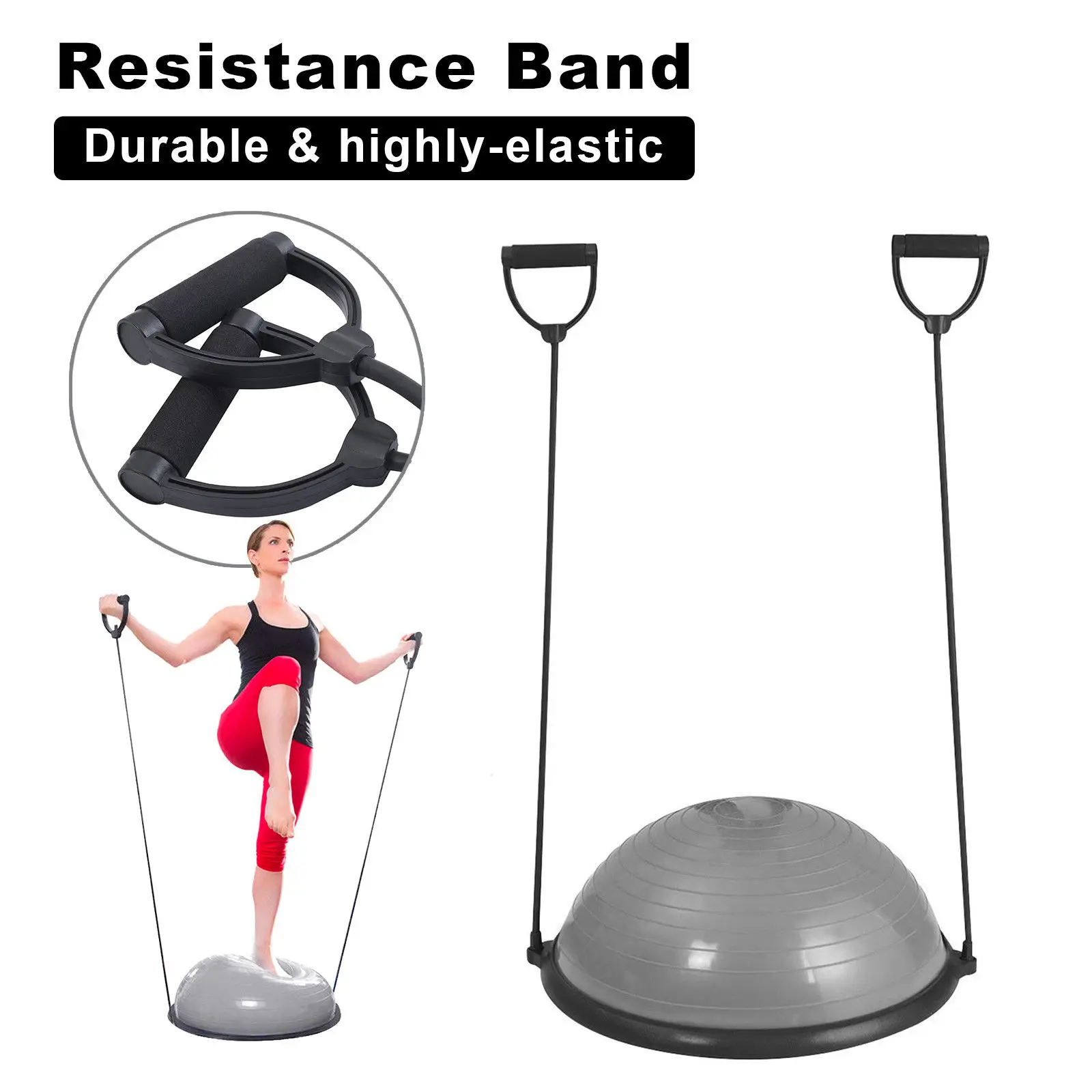 Half ball Exercise Balance Trainer W/resistance band &pump /Yoga/AIr dome /Fitness