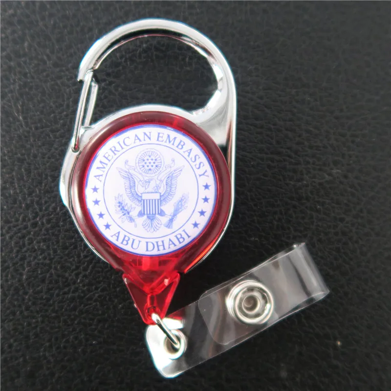 Retractable Carabiner Badge Reel With Metal Frame Badge Reel