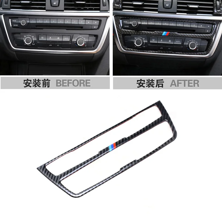 For BMW 3/4 Series 3GT F30 F31 F32 F34 Carbon Fiber Interior Strip Air Conditioning CD Panel Decorative Cover Trim