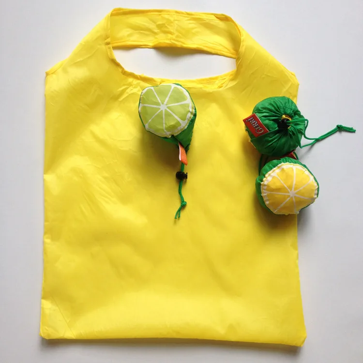 custom lemon fruit shape reusable grocery foldable shopping bag