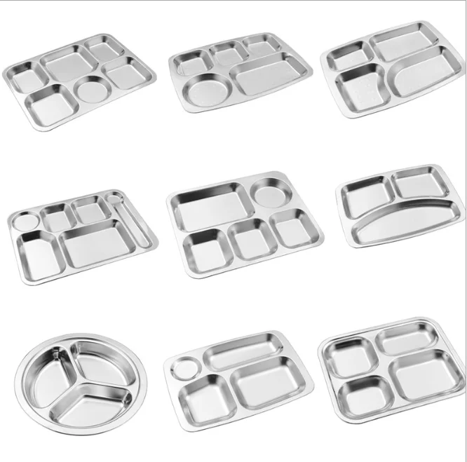 Amazon stainless steel tray compartment food containers serving tray