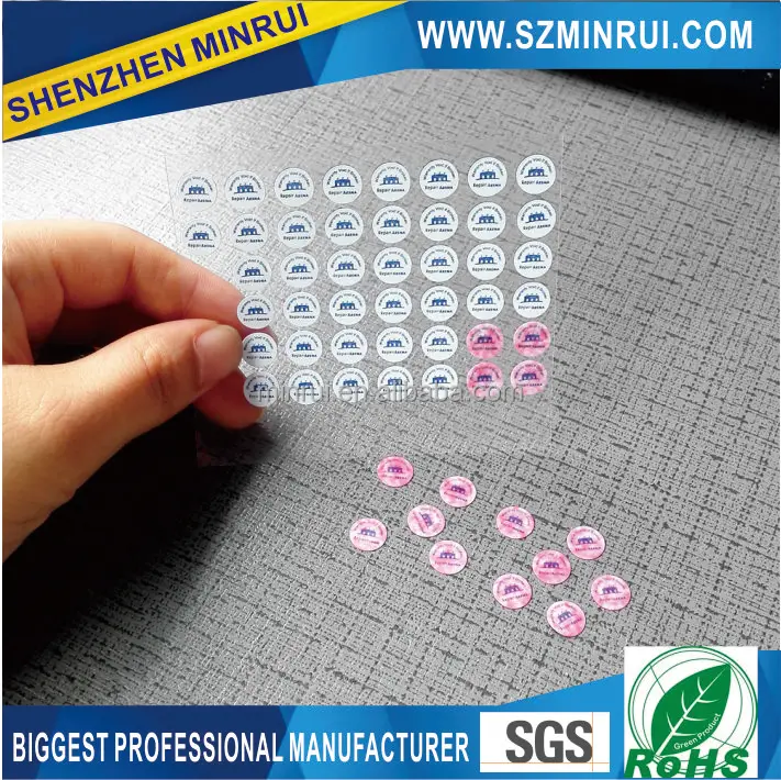 8mm Water indicator color change mobile phone warranty sticker with two colors printing