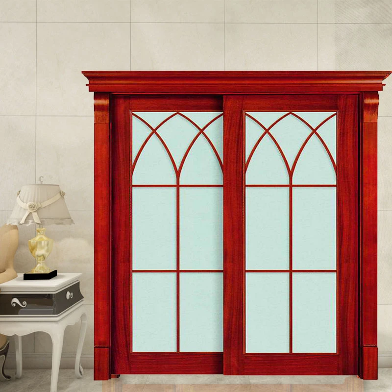 
XS3-022 Bathroom wood frame sliding glass door swing kitchen door 