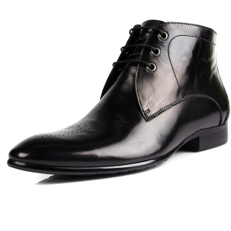fashion blue /black mens ankle boots genuine leather mens