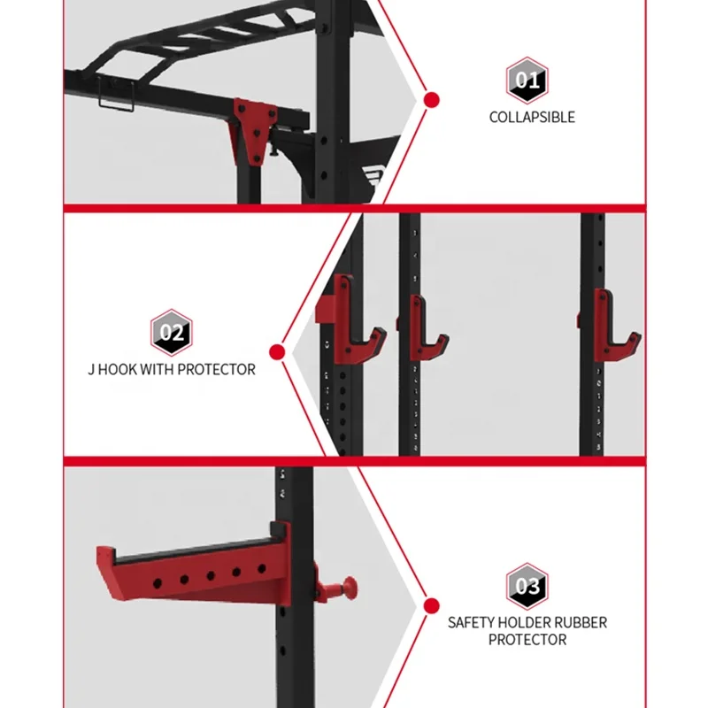 Gym equipment Pilot Sports Fitness Adjustable Folding Power Rack Cage