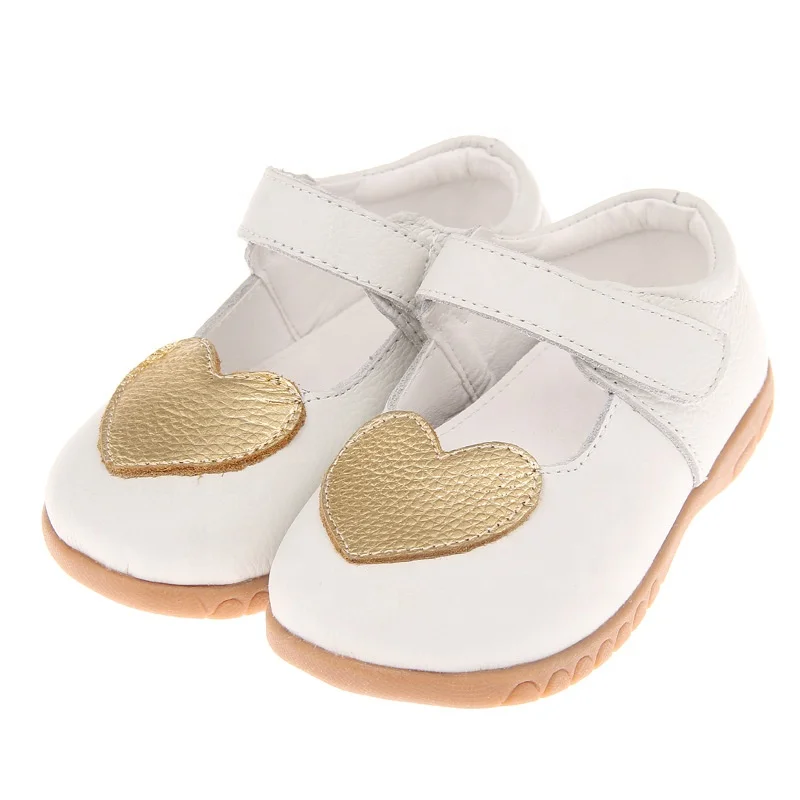 Adorable Girls sweet heart shape white mary jane shoes
