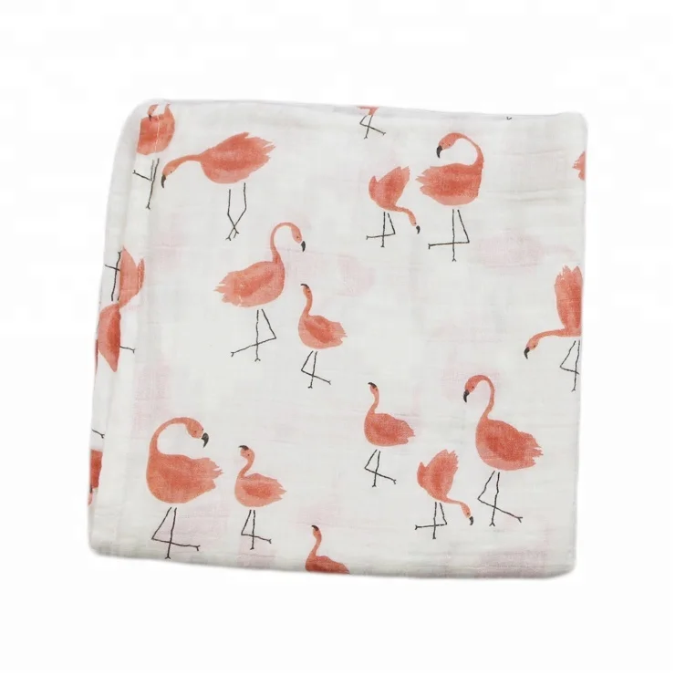 
Customized packaging organic cotton baby muslin bamboo printed swaddle blankets 