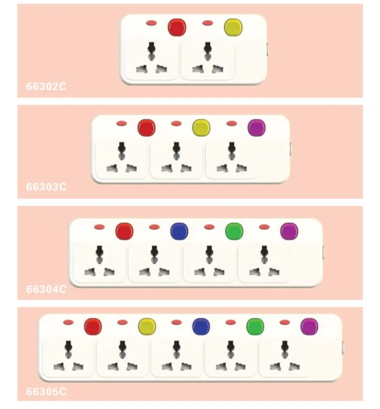 multi functional  power strip with switch   euro type plug with sockets