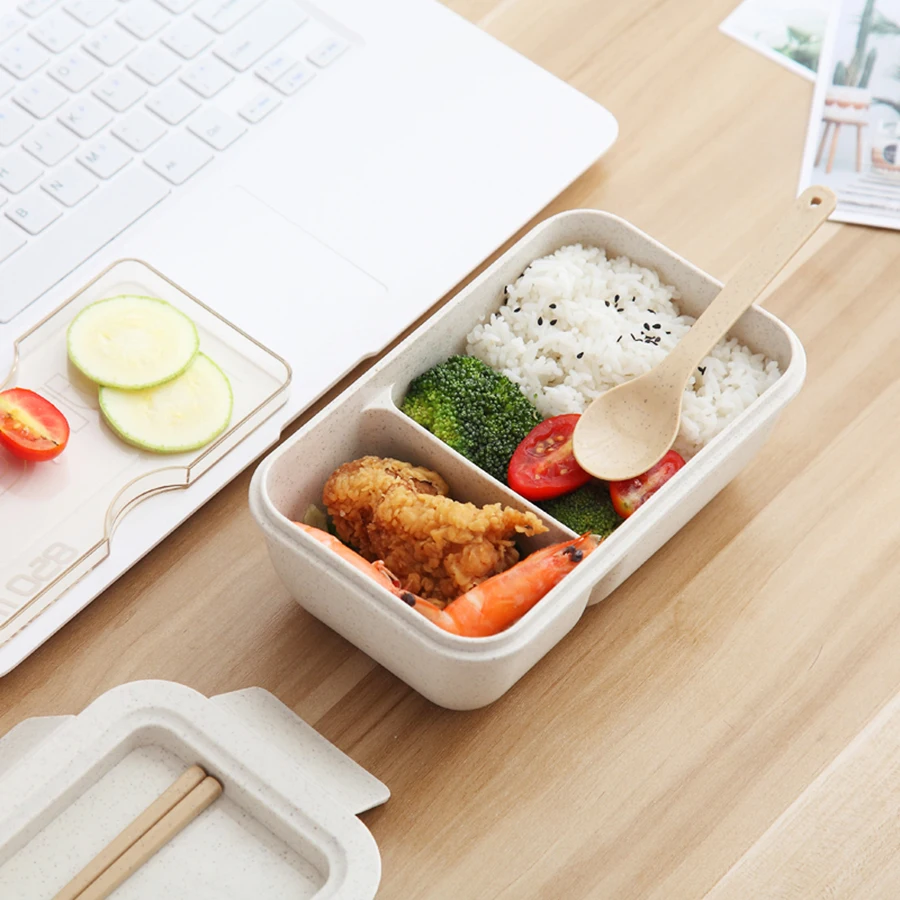 Wholesales Direct Factory 850ML Rectangle New Style Eco Friendly Wheat Fiber Lunch Box kids