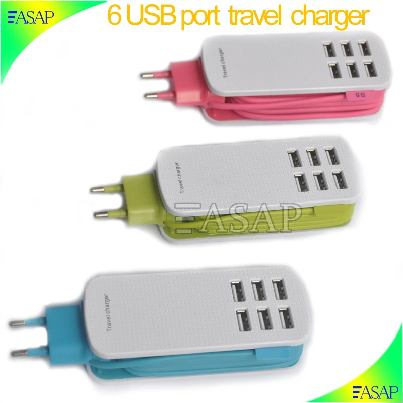 5 В 6.1A 6 USB зарядное устройство с 1.5 м кабель, ес USB зарядное устройство