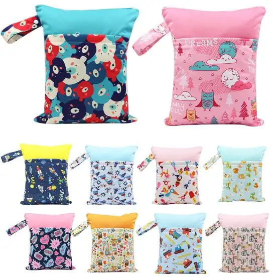 Printed Double Zipper Wet/Dry Bag Waterproof Wet Cloth Diaper