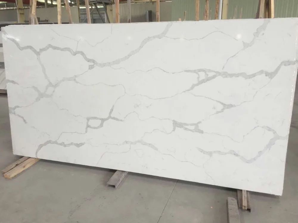 
marble look pure white calacatta gold quartz stone for home decoration 