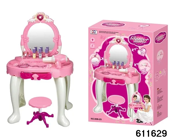 Fashional makeup vanity table mirrored dresser set toys with music and sensor light for girls