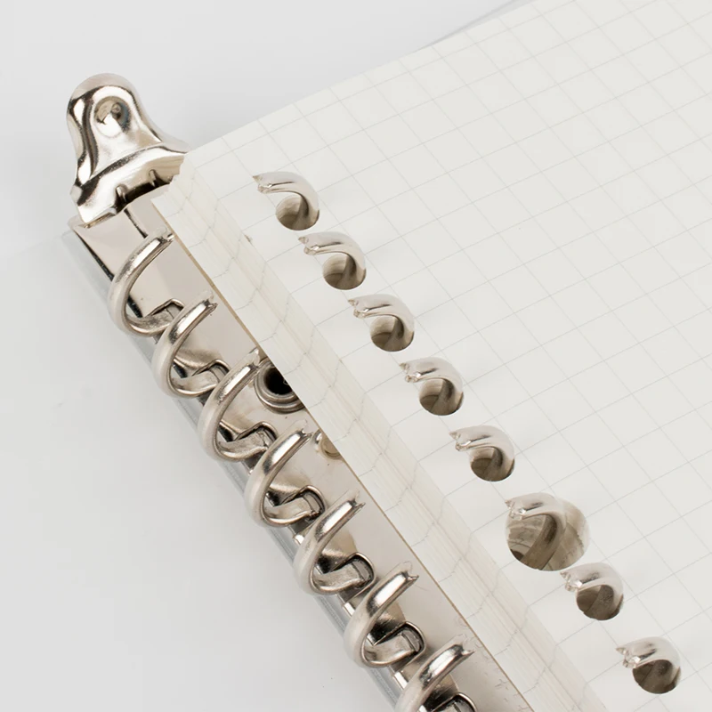 
transparent hardcover A5 size plain ruled squared spiral notebook binder clip filler papers 