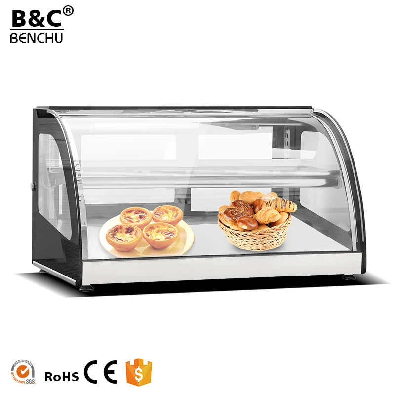 1 Layer Curved Glass Electric Mini Bread Display Cabinet Showcase, Warming Showcase
