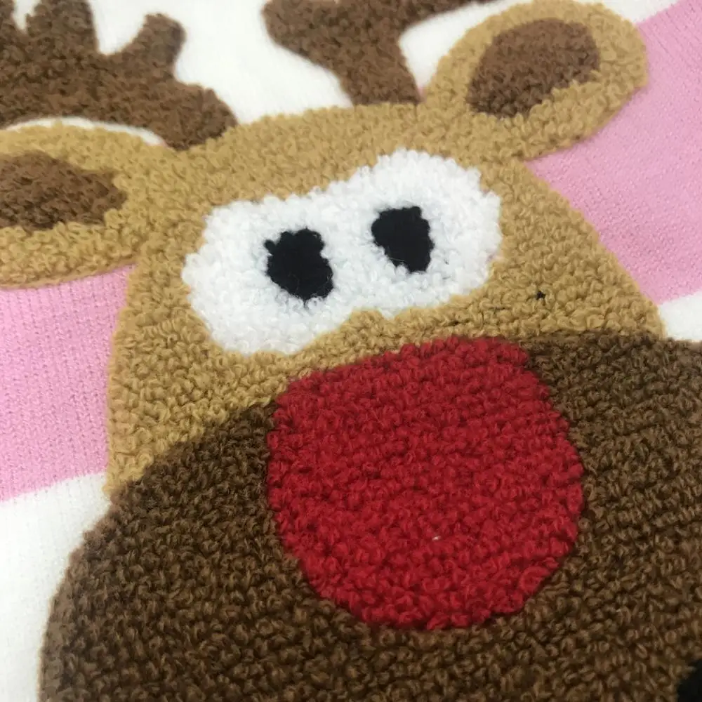 Детский вязаный свитер из ангоры, рубашка с вышивкой оленя для детей