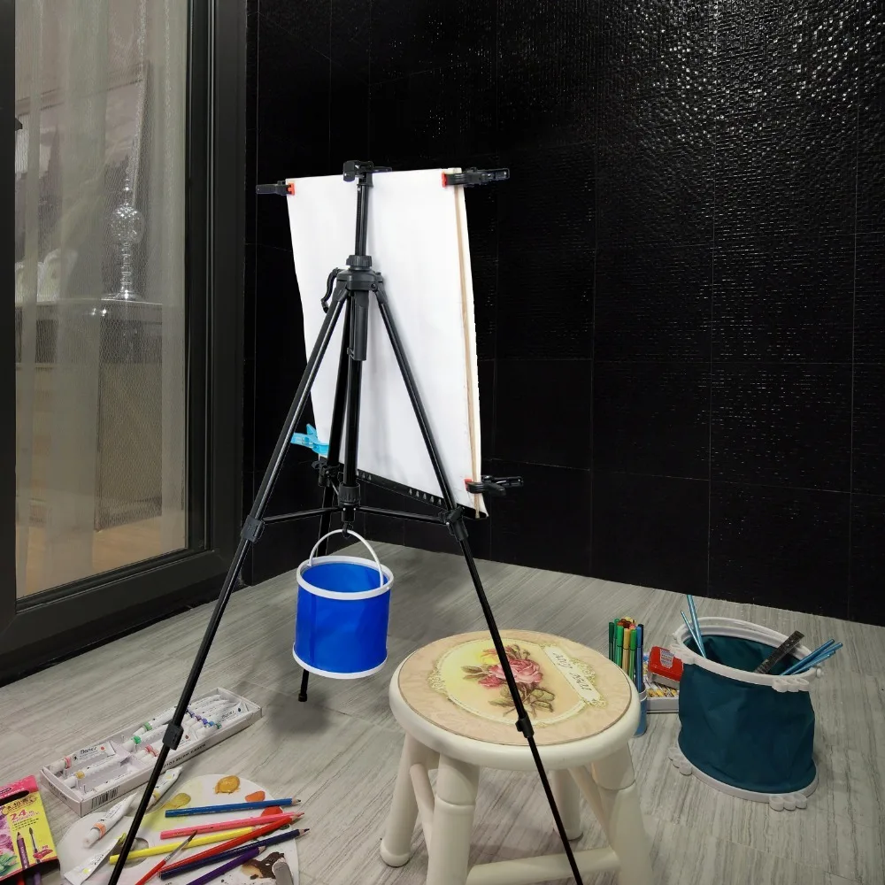 
Aluminum Alloy Adjustable Metal Easel Drawing Set Stand Hand Telescopic Sketch Painting Easel For Artist Painting 