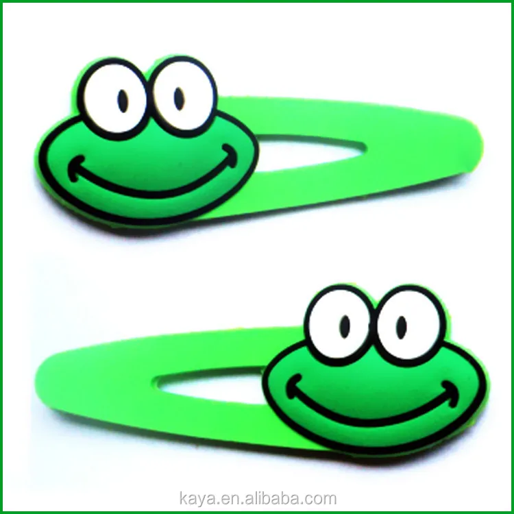 Rubber pvc decorative hair clips with frog shape