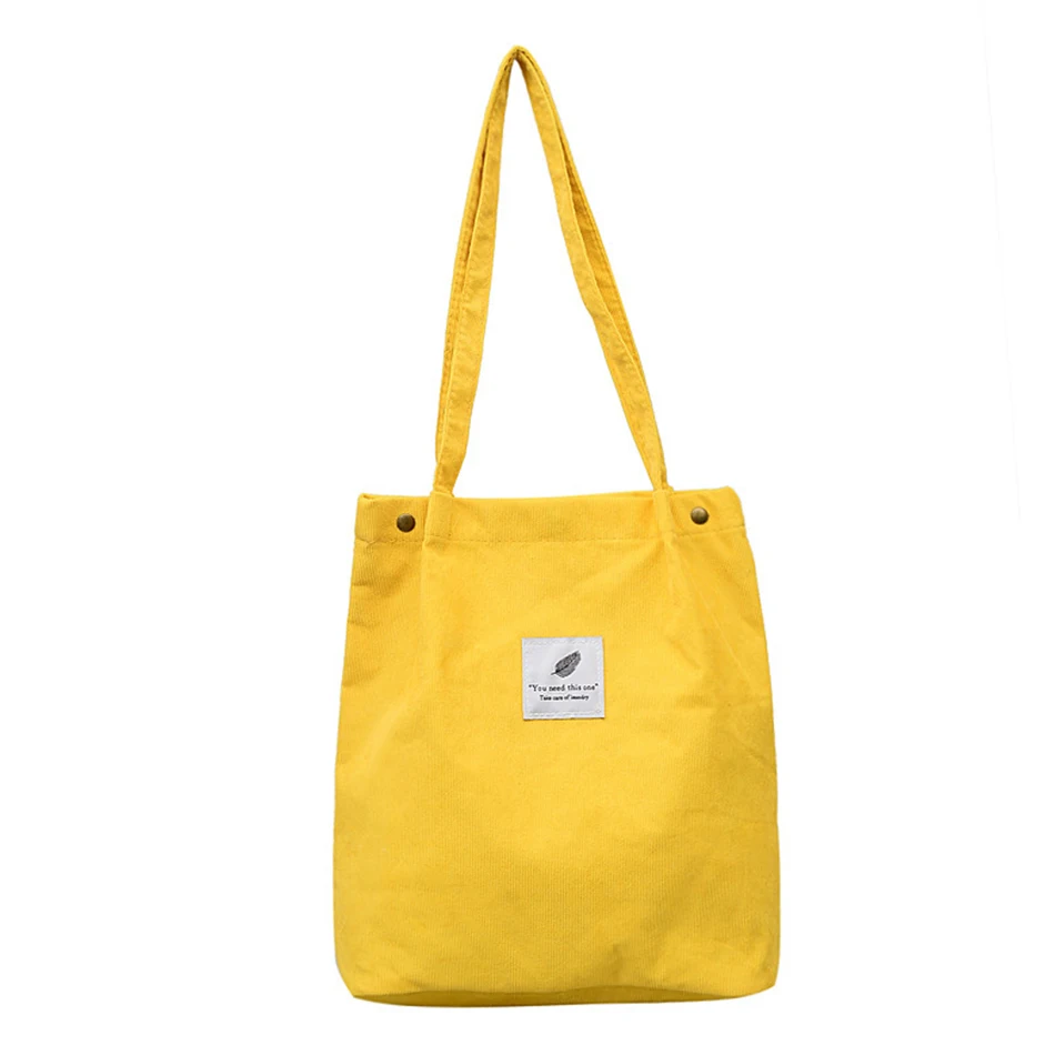 
Corduroy bag trendy monochrome shoulder/hand canvas bag 