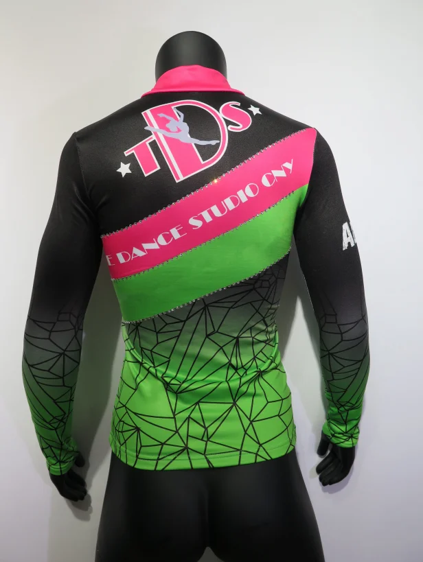 Polyester fabric with fleece lining winter cheerleading warm up jacket with rhinestones