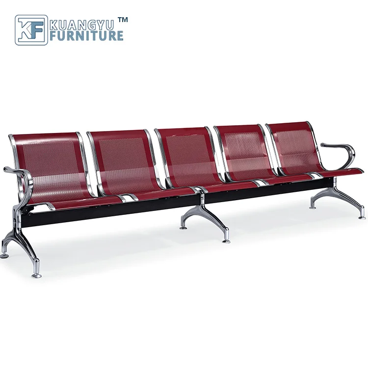 High quality 4-seat airport steel waiting chair with cushions