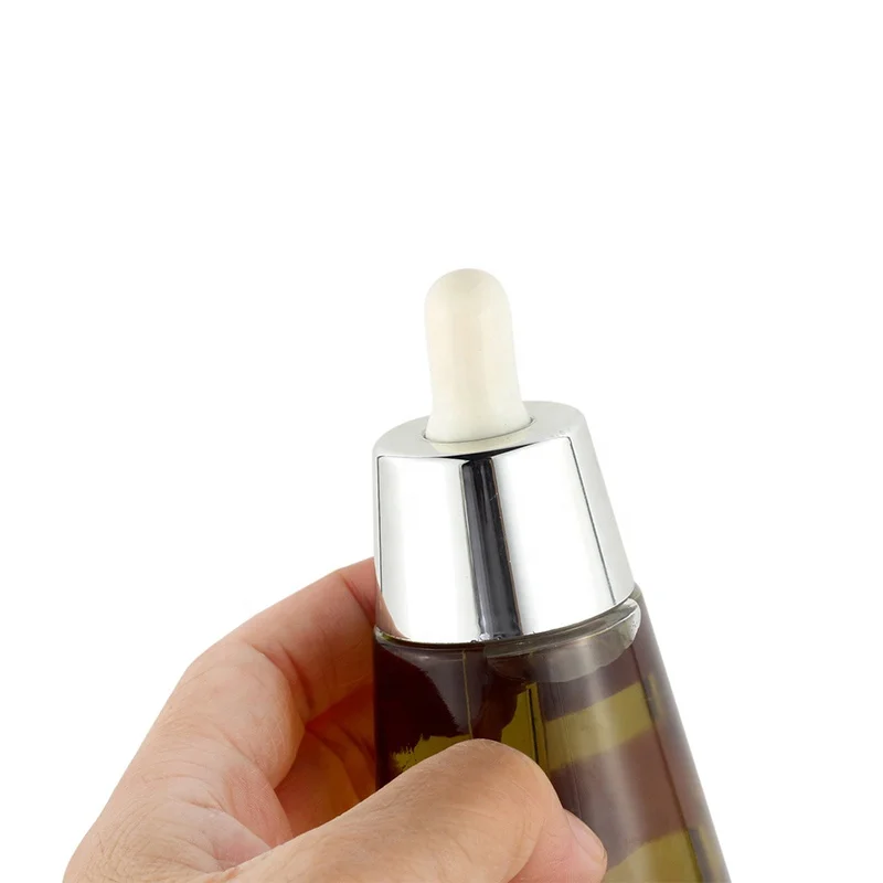 Quality transparent conical translucent brown/purple essence stock glass dropper bottle