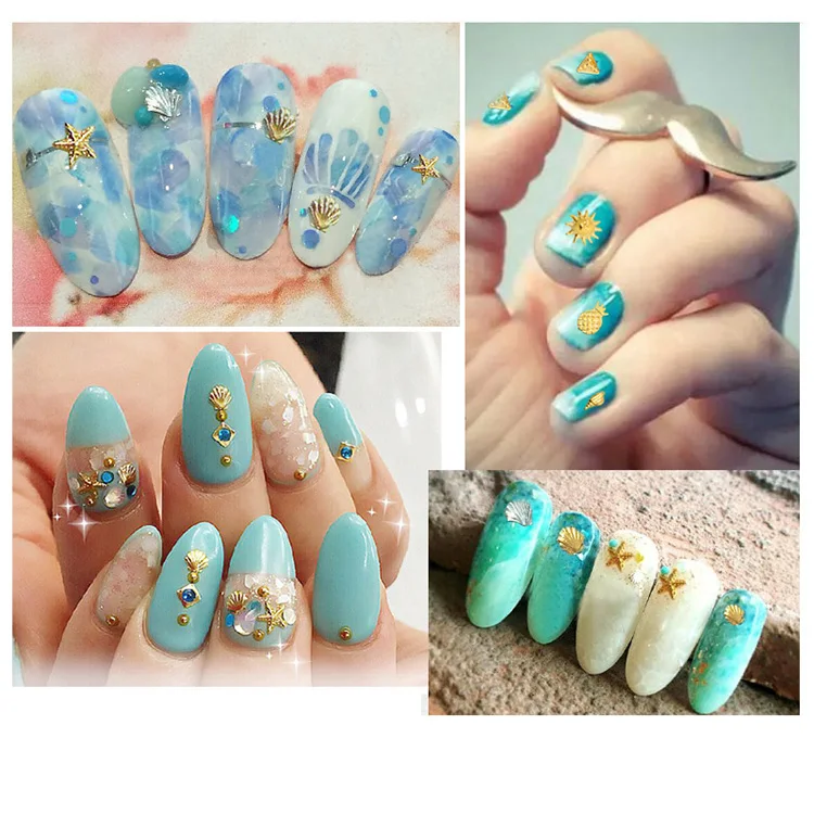 3d alloy seashell nails art for nail salon and art deco nail art design