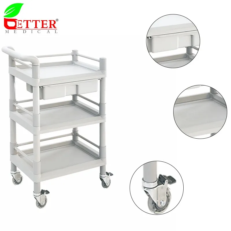 Instrument trolley with with one drawer