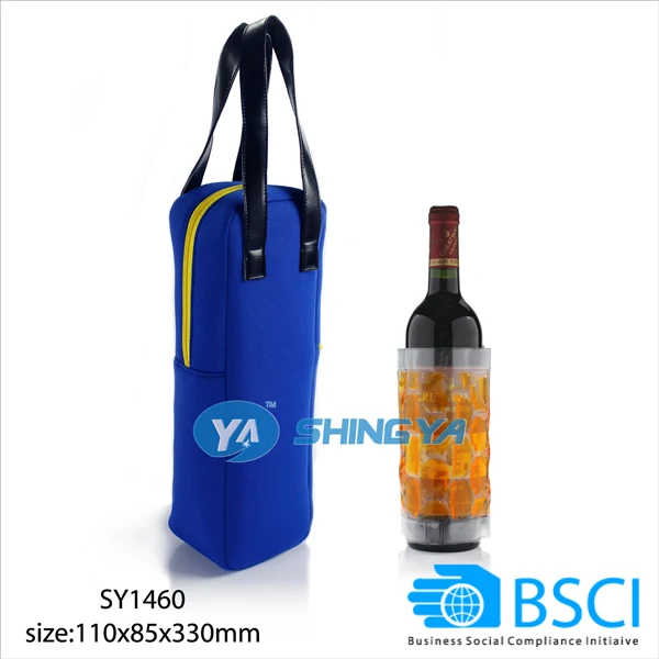 neoprene collapsible can cooler/ wine cooler wholesale neoprene fabric cooler bag with gel inside