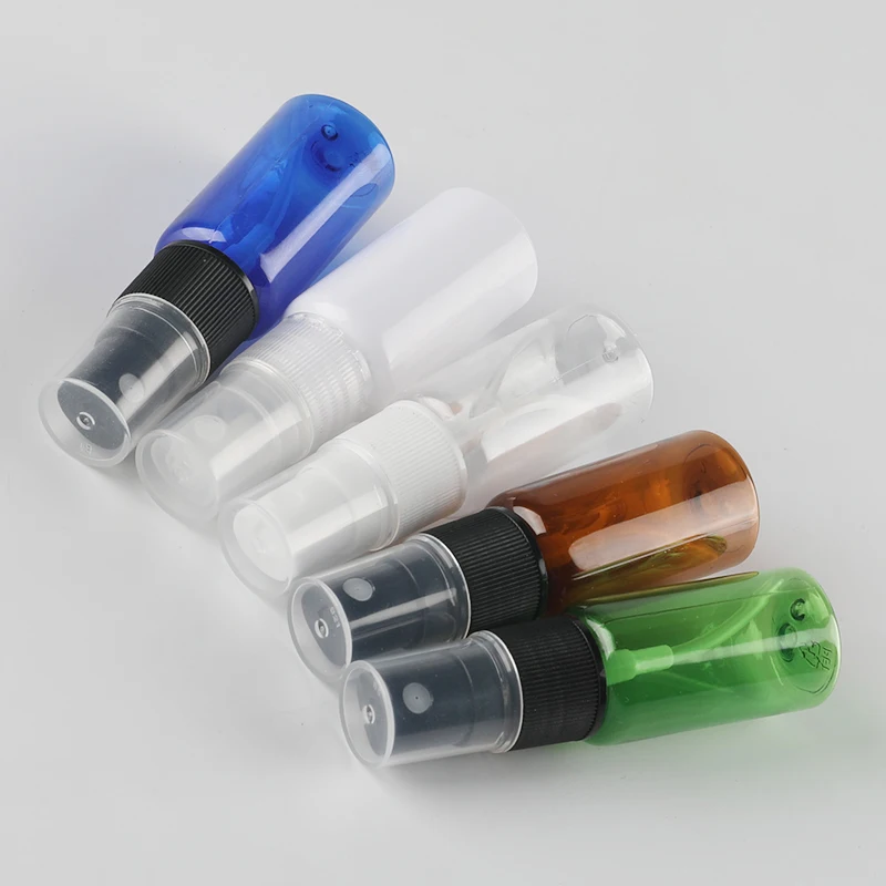 
mini small round shoulder PET plastic fine mist spray bottle 15ml for hand sanitizer cosmetic packaging 