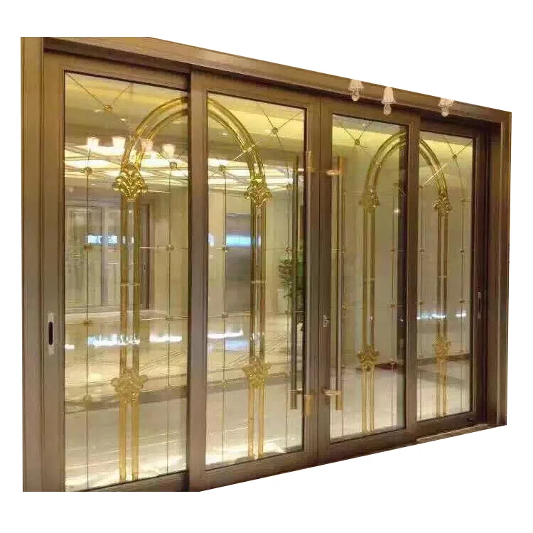 2.0mm profile thickness tempered glass aluminium sliding door