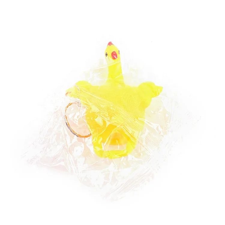 Halloween Day Funny Toy Chicken Egg Laying Hens Crowded Stress Ball Keychain 3D Rubber Keychain