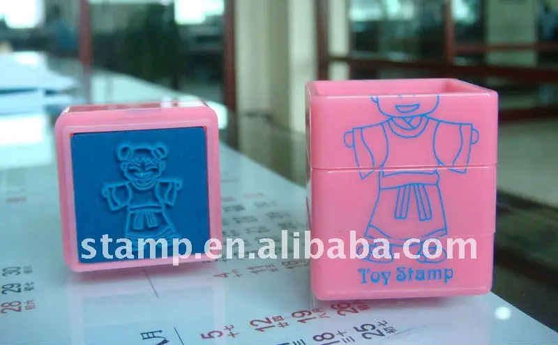 2023 3 in 1 toy stamp plastic square kids toy self inking rubber stamp set