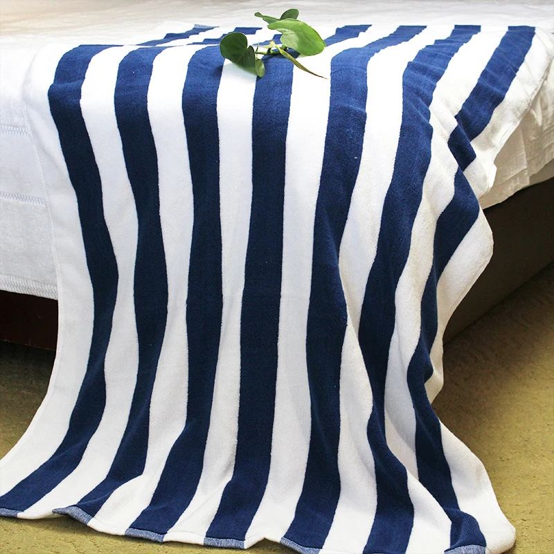 
Cotton luxury Blue And White Striped pool Towel Beach Towel 
