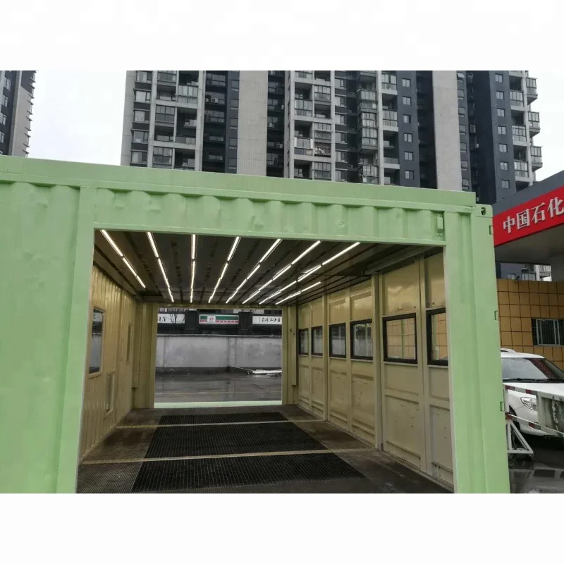 Green modified shipping container Car washing room for sale