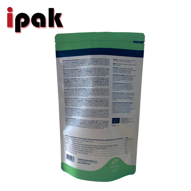 Custom Stand Up Doypack Brown Kraft Paper Seed Bag With Clear Window