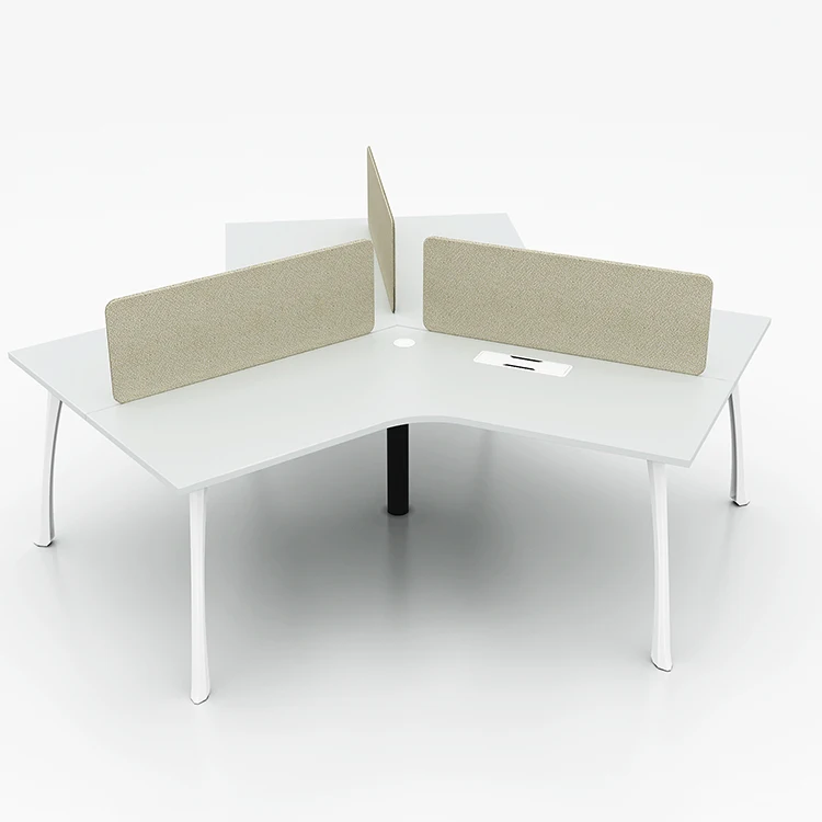 unique design modular office furniture steel frame 3 person open 120 degree office workstation