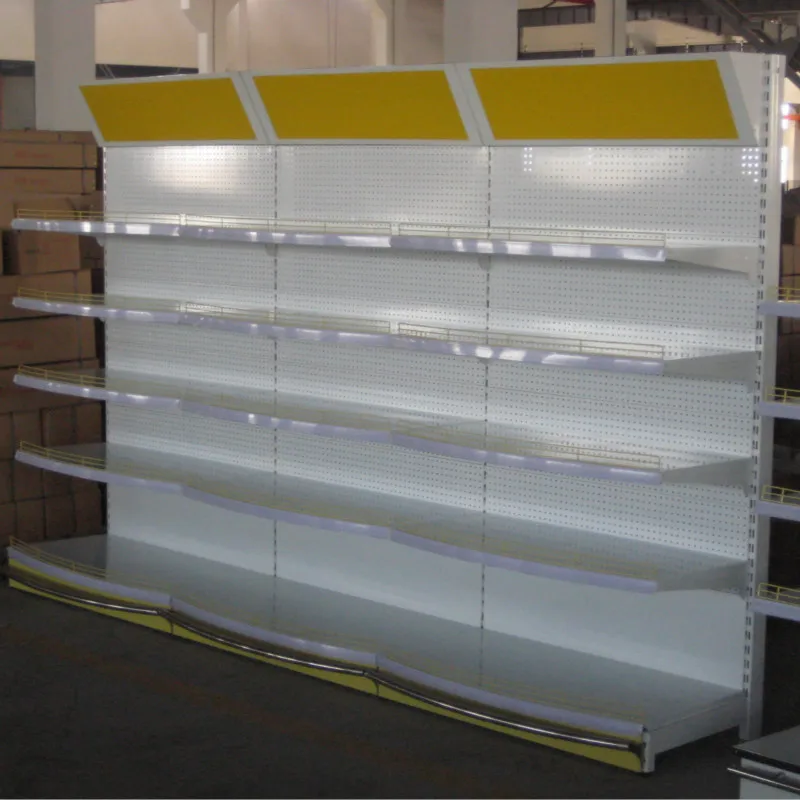 Supermarket Wall Gondola Display Shelving with Light Box for LED lights