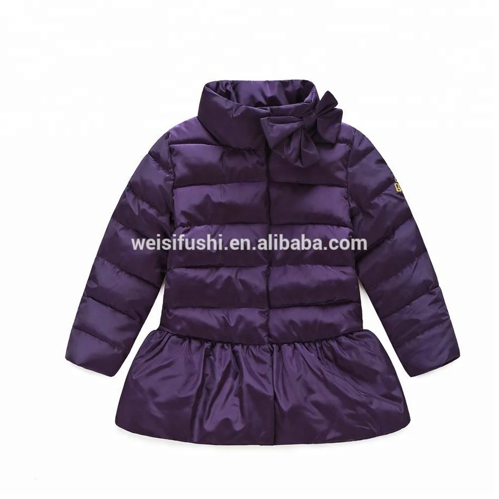 
factory custom made new design light thin kids down jackets fashion little girl outdoor winter coats 