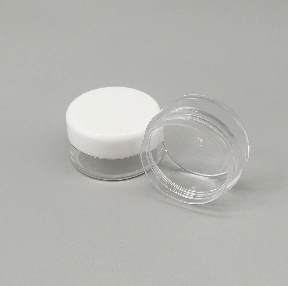 Spot 5g plastic white cap cream jars nail art beads sequins flash powder filling storage container cosmetic sample empty jar