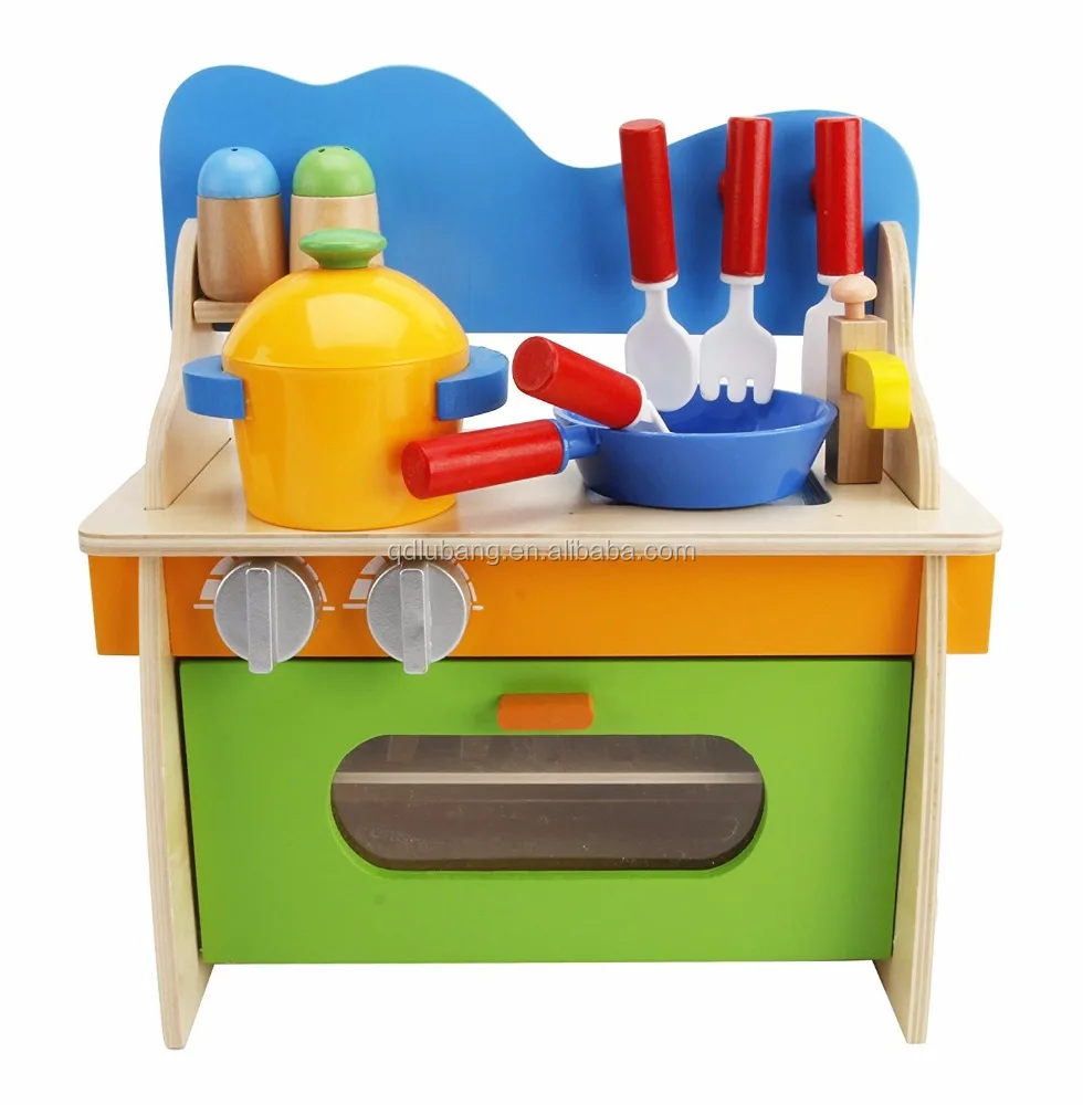 Children Wooden Play Kitchen Set Pretend Role Play Cook Learning Toys for Kids